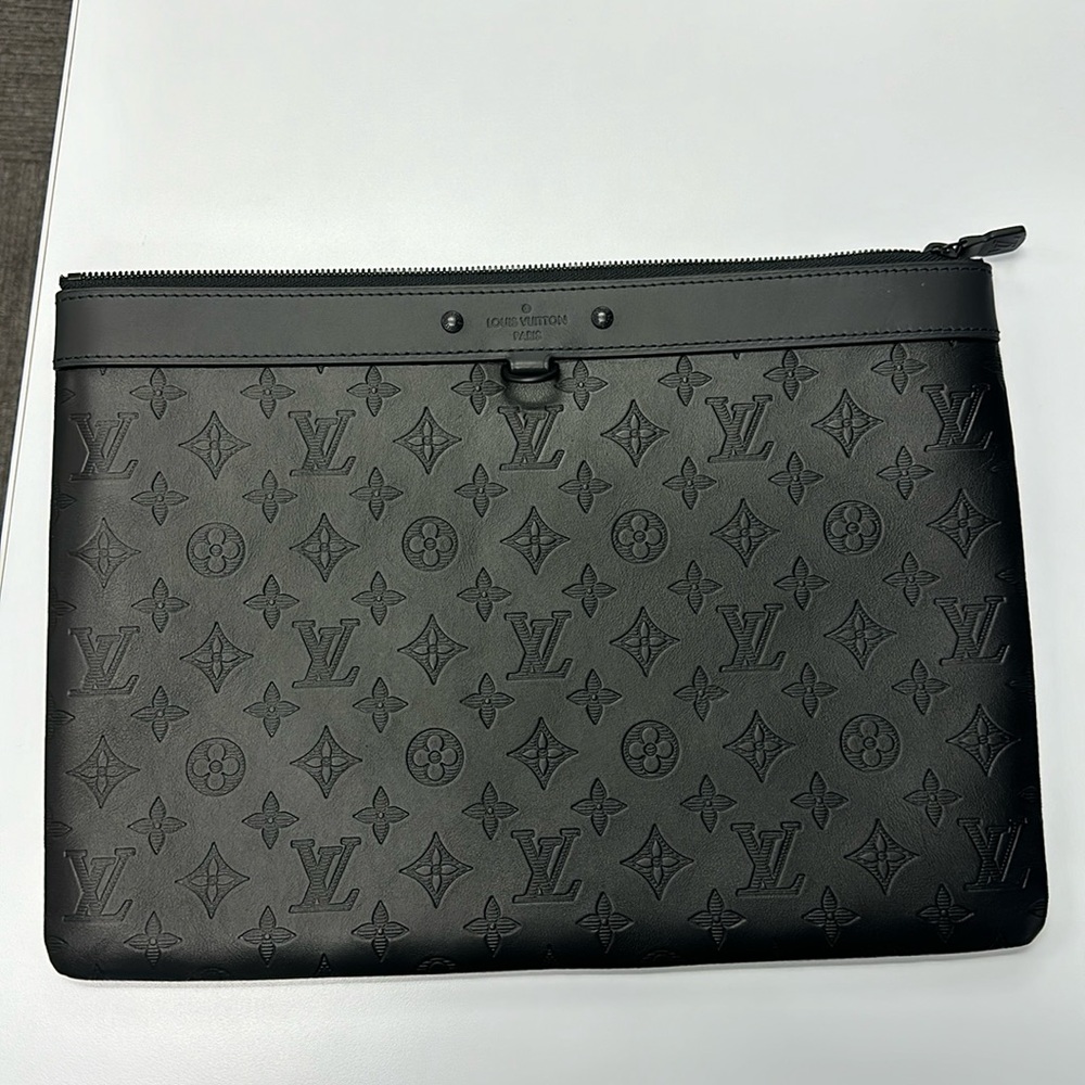 Louis Vuitton Black Monogram Embossed Leather Pouch